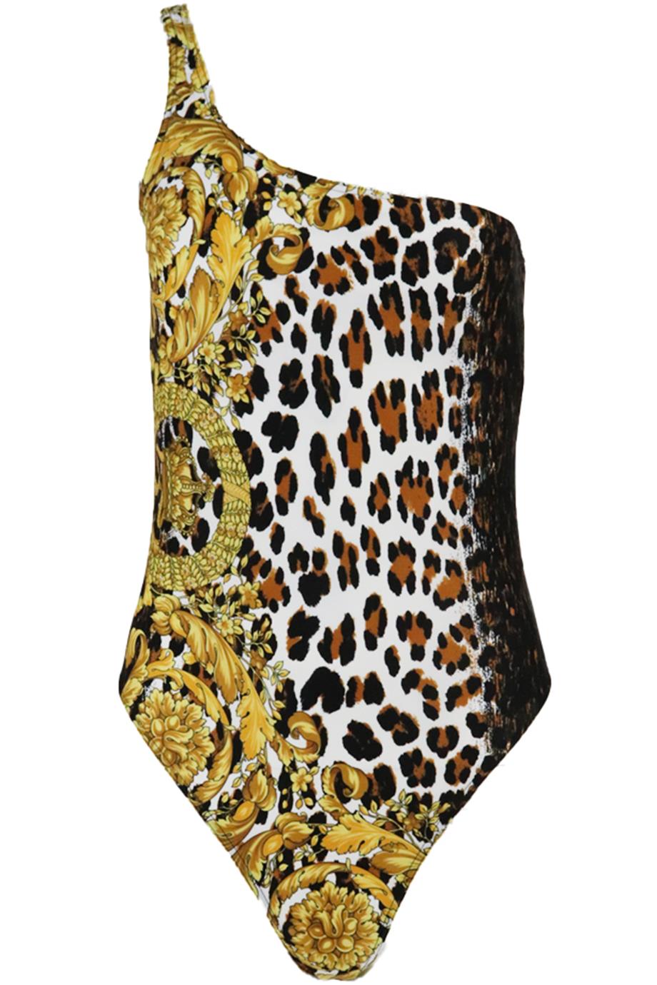 VERSACE ONE SHOULDER PRINTED STRETCH SWIMSUIT UK 14