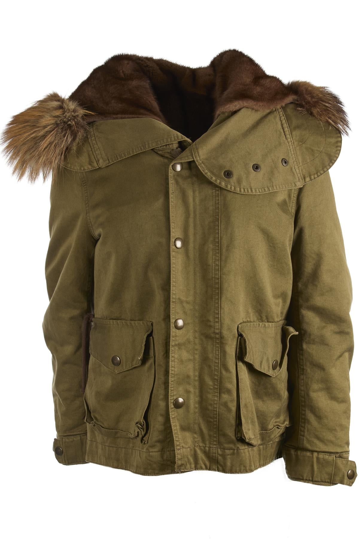MAURO GUERRESCO GREEN MINK FUR AND COTTON JACKET MEDIUM