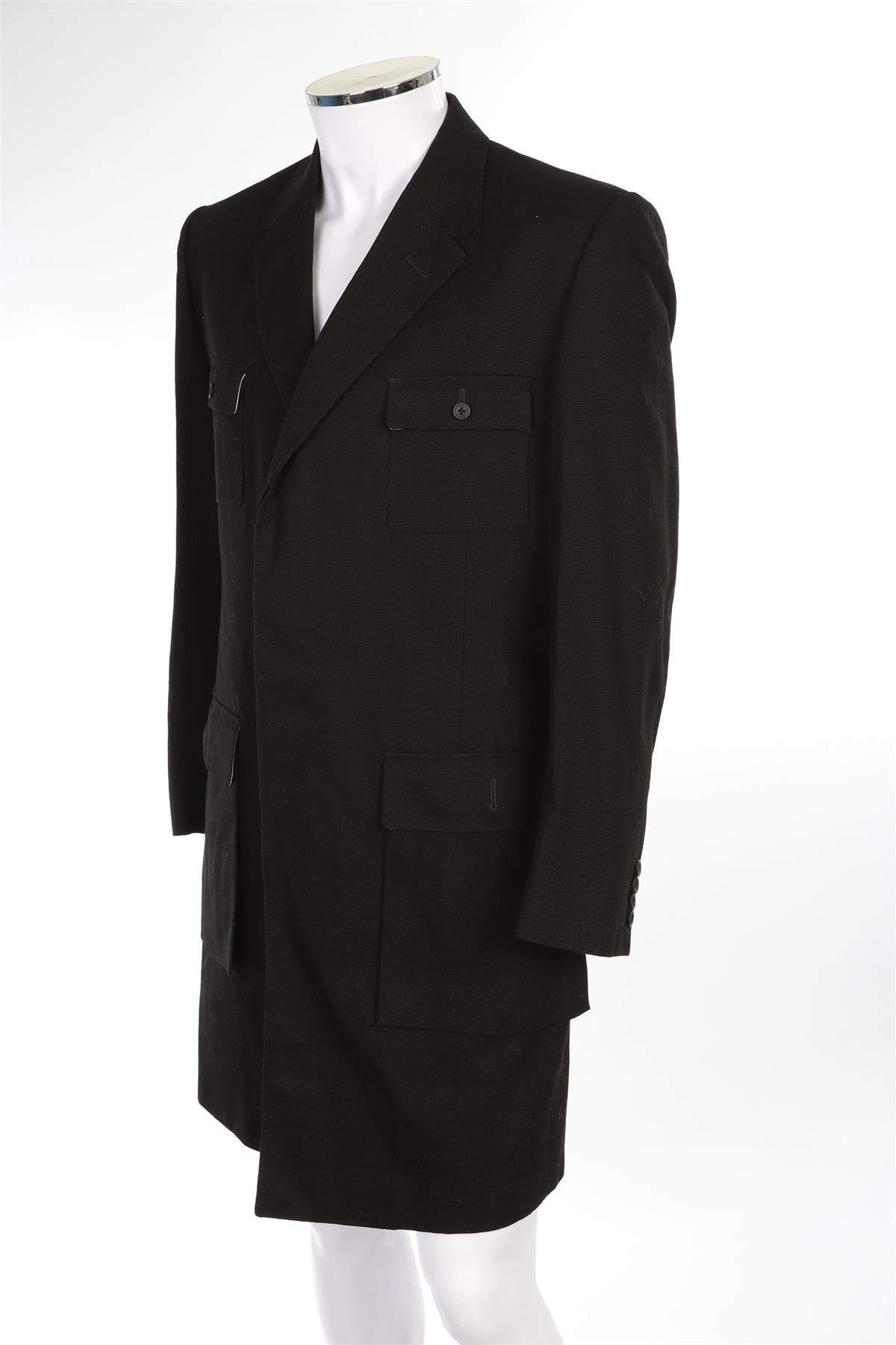 SPENCER HART BLACK MEN'S CANVAS COAT IT 42 UK/US 32