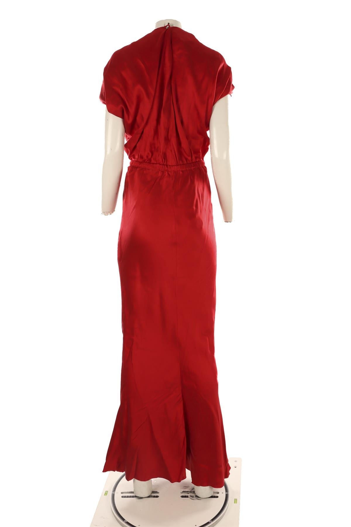 LANVIN RED VINTAGE SILK GOWN FR 40 UK 12