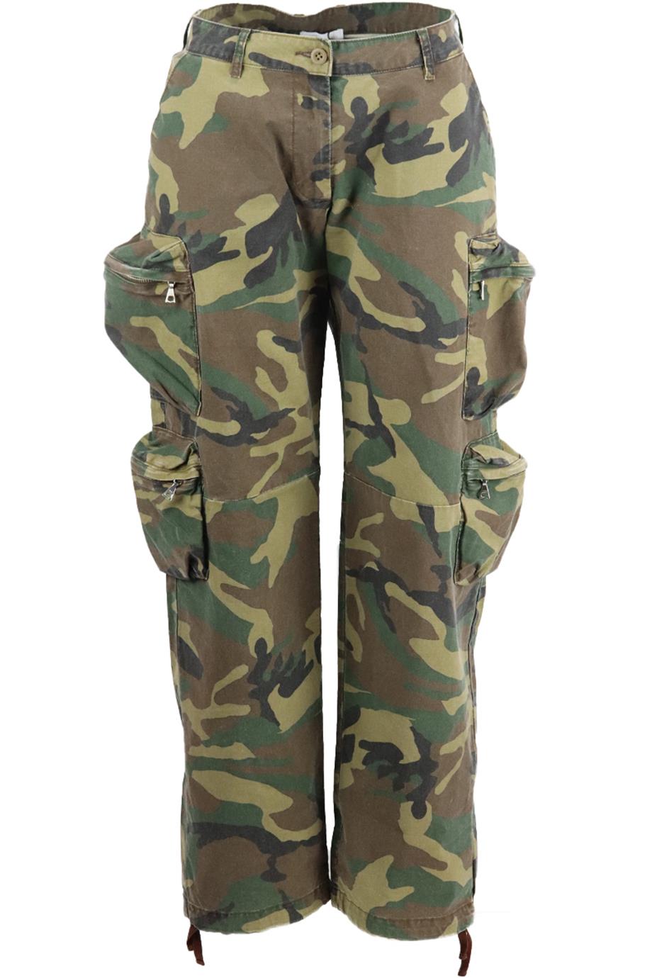 JOHN ELLIOTT CAMOUFLAGE PRINT COTTON STRAIGHT LEG PANTS UK 8