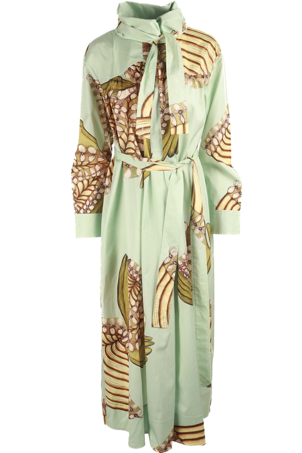 ULLA JOHNSON GREEN COTTON MAXI DRESS US 4 UK 8