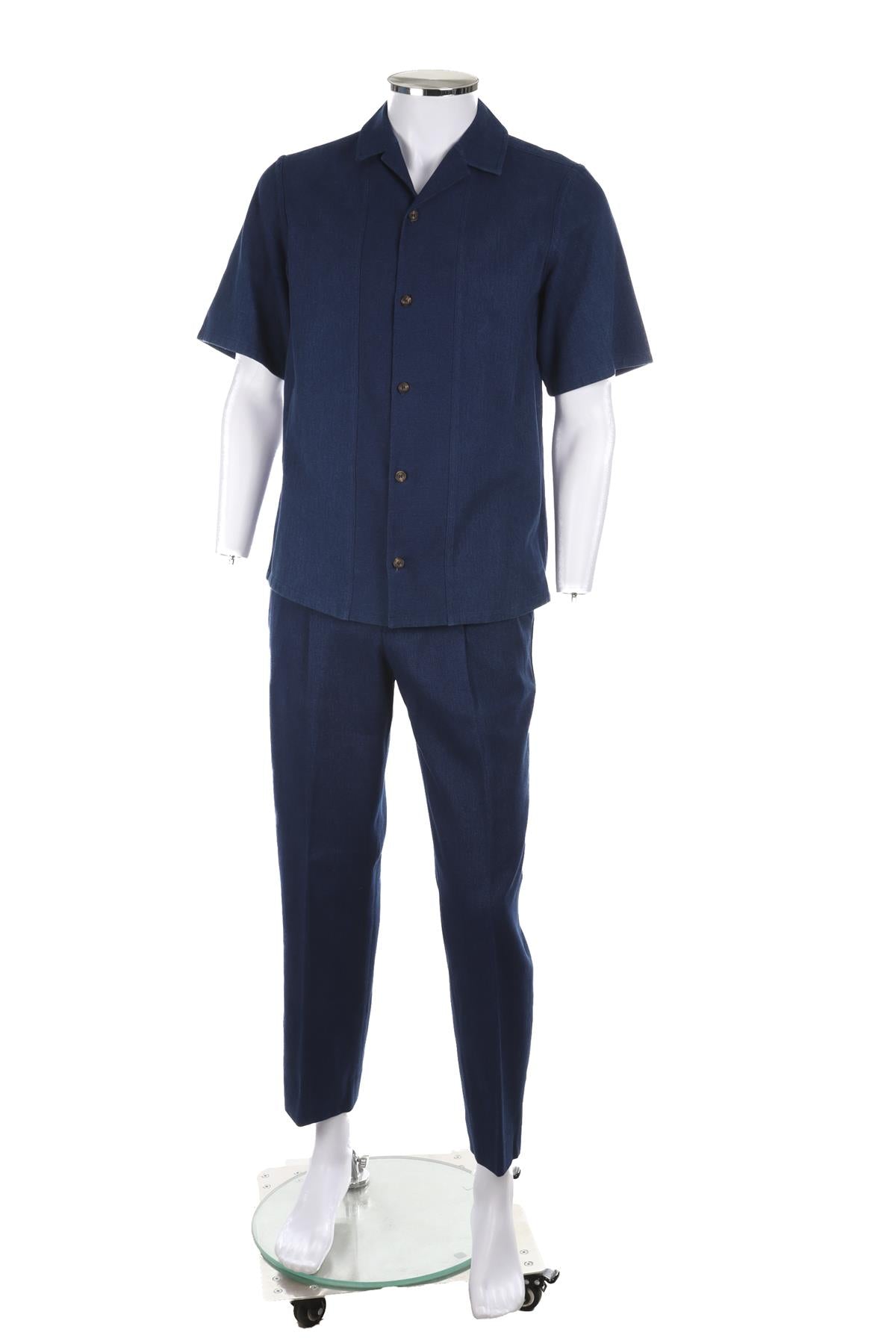 KING & TUCKFIELD BLUE MENS COTTON SHIRT AND TROUSERS SET SMALL