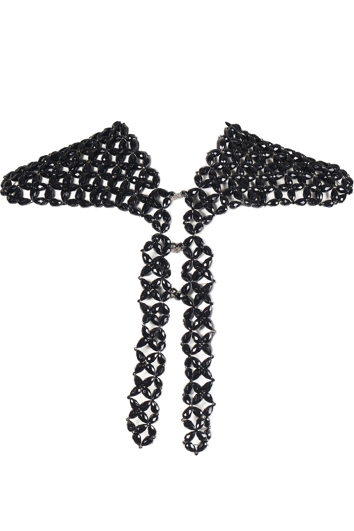SIMONE ROCHA BLACK BEAD AND CRYSTAL COLLAR