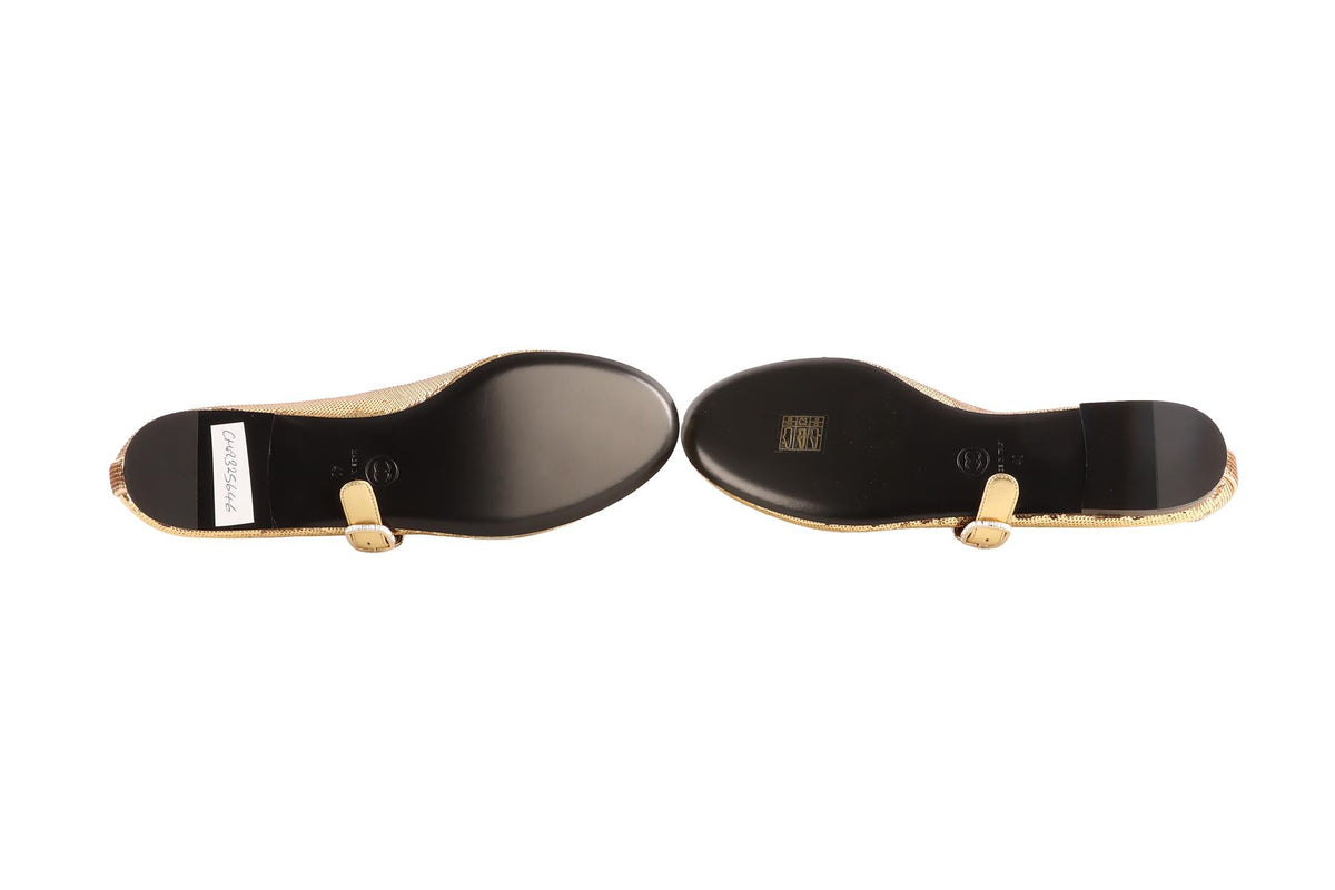 CHANEL GOLD 2025 SEQUIN FLATS EU 40 UK 7 US 10
