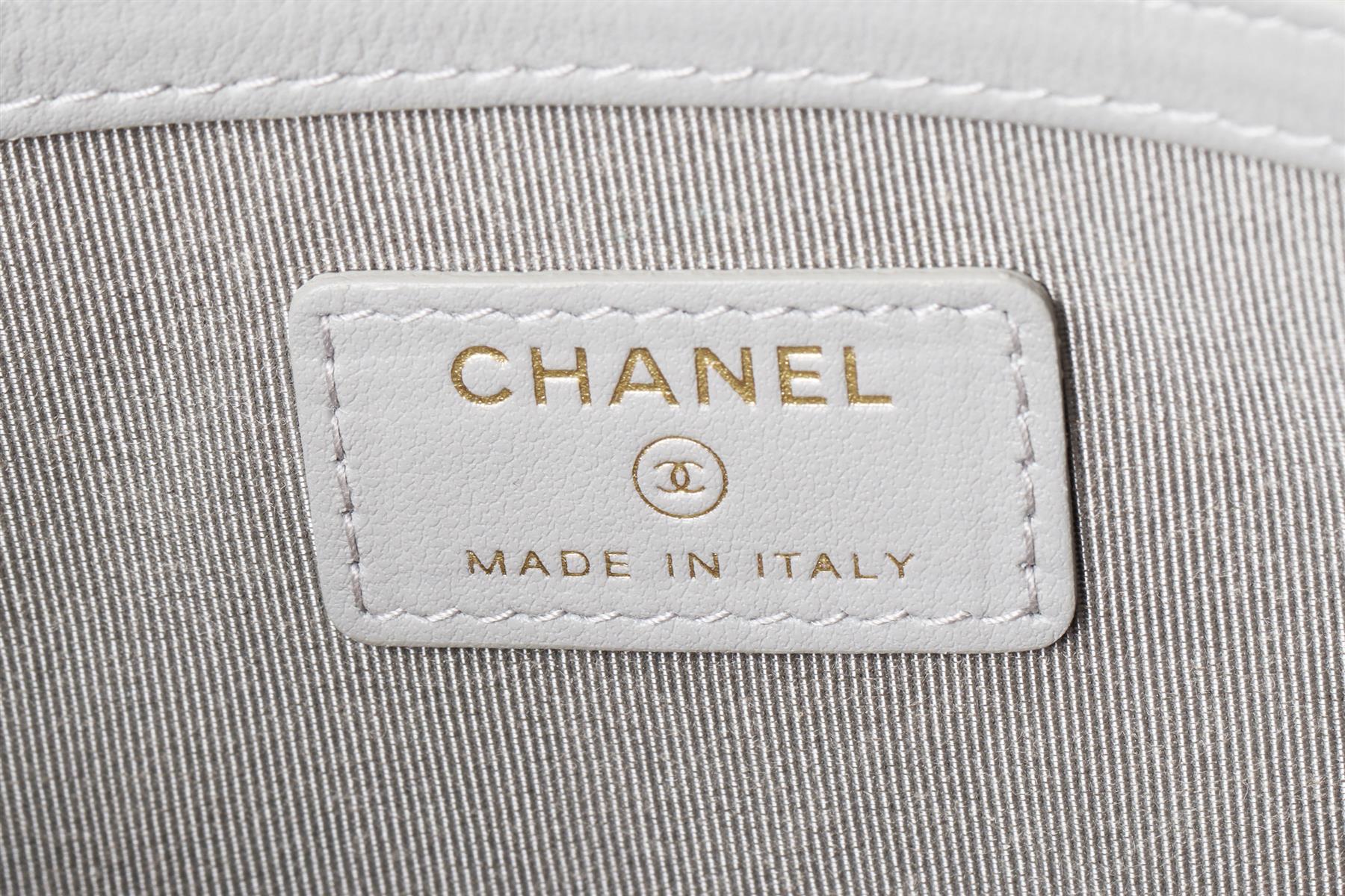 CHANEL GREY 2019 BOY O CASE MEDIUM QUILTED CAVIAR LEATHER CLUTCH