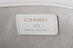 CHANEL GREY 2019 BOY O CASE MEDIUM QUILTED CAVIAR LEATHER CLUTCH