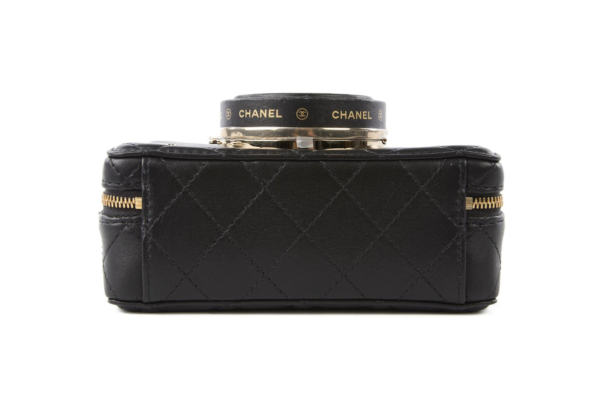 CHANEL BLACK 2024 CAMERA QUILTED LEATHER SHOULDER BAG