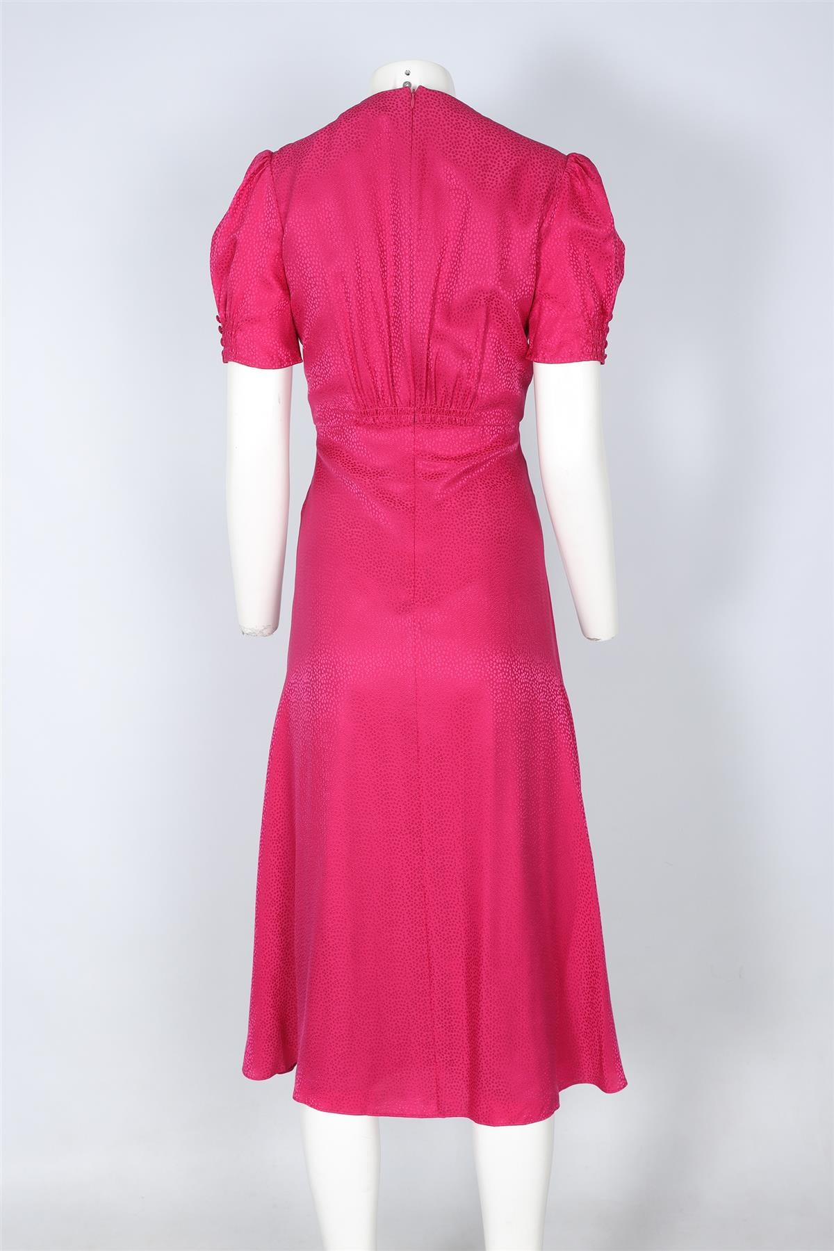 SALONI PINK SILK MIDI DRESS UK 8