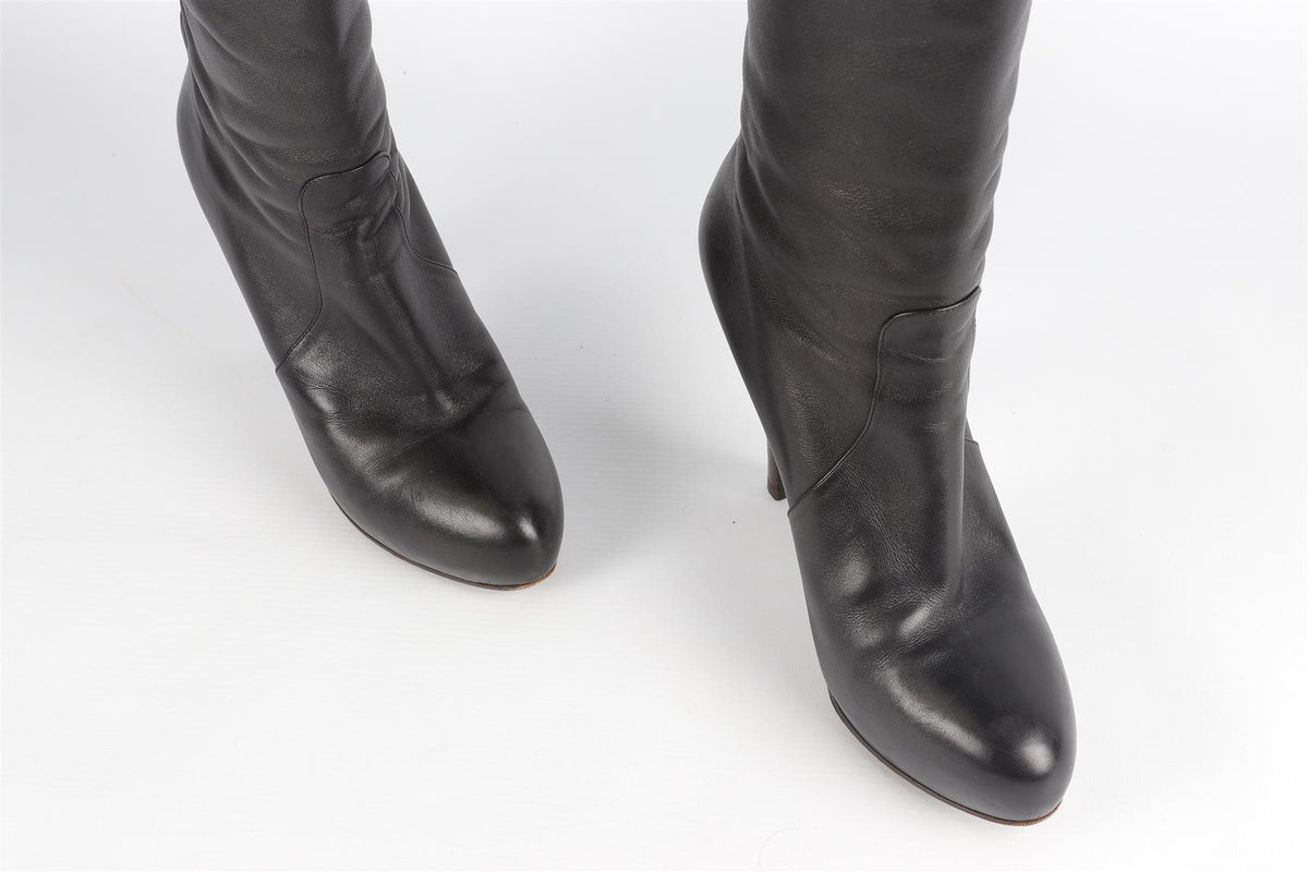 BOTTEGA VENETA BLACK LEATHER KNEE HIGH BOOTS EU 39.5 UK 6.5 US 9.5