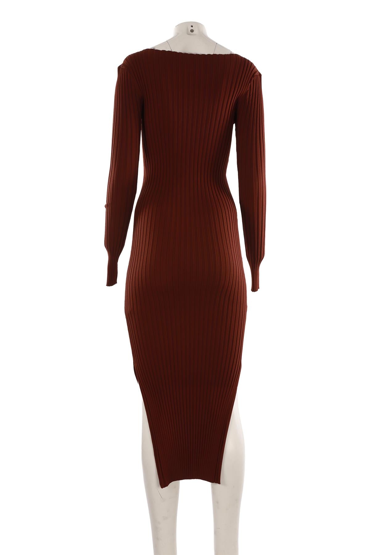 BROWN KNIT MAXI DRESS