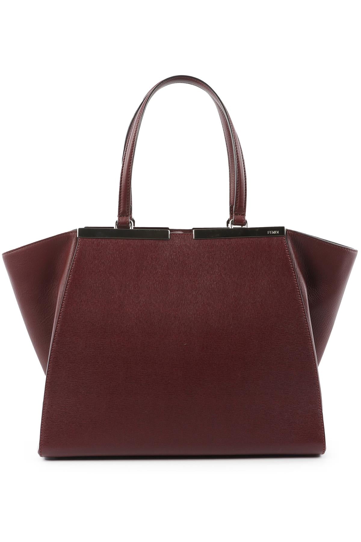 FENDI BURGUNDY 3 JOURS LARGE LEATHER TOTE BAG