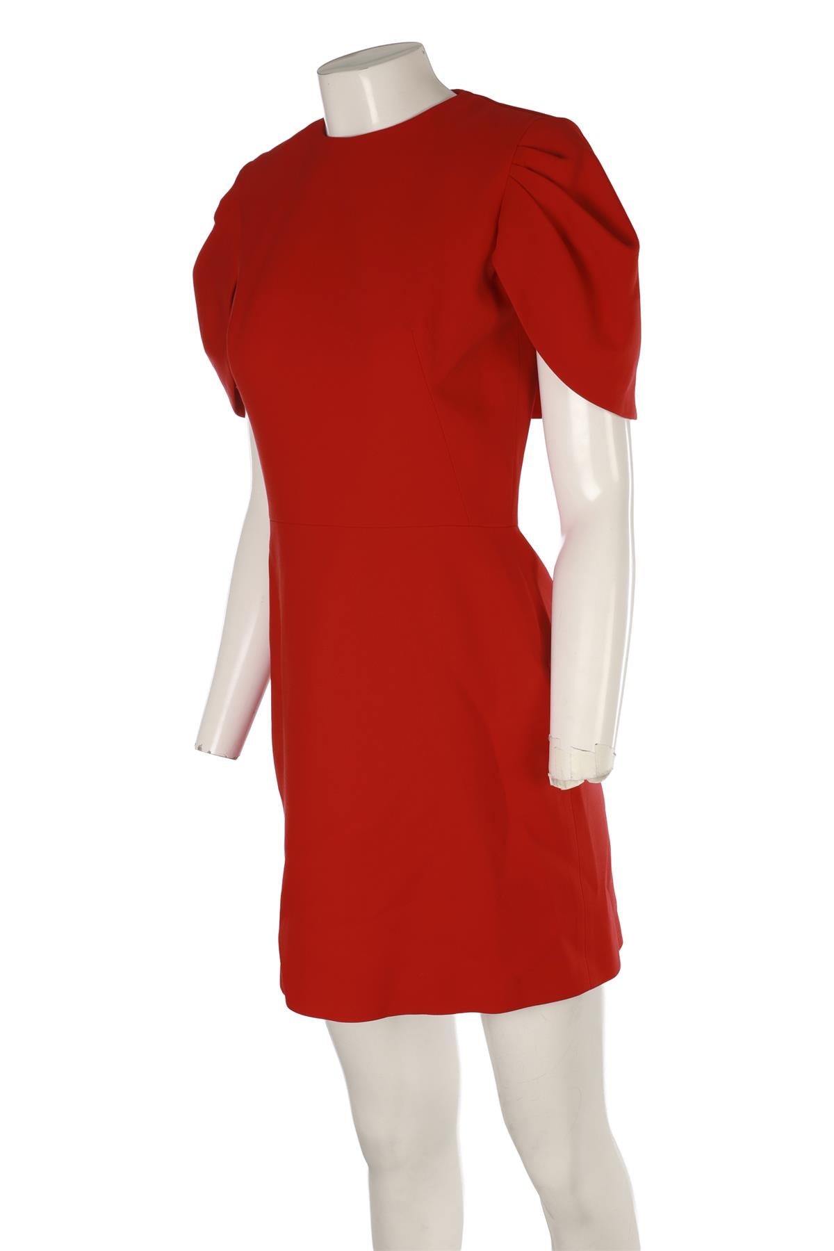 ALEXANDER MCQUEEN RED WOOL MINI DRESS IT 42 UK 10