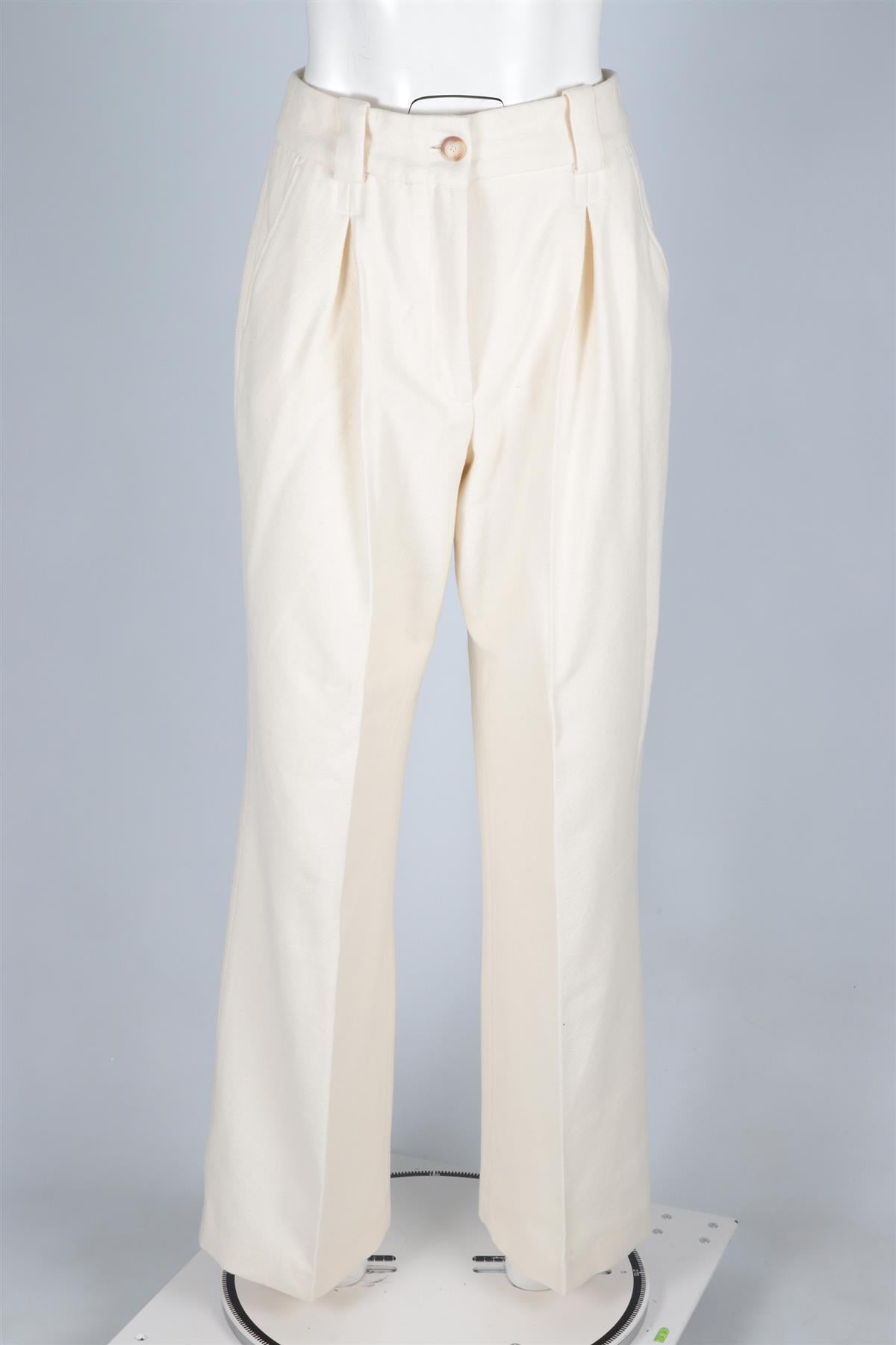 SEZANE CREAM WOOL WIDE LEG PANTS FR 38 UK 10