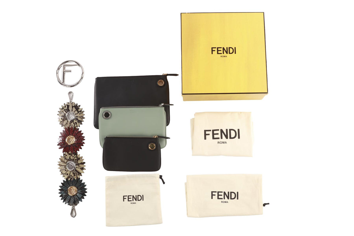 FENDI MULTI MINI STRAP YOU 3 POUCH PYTHON CLUTCH
