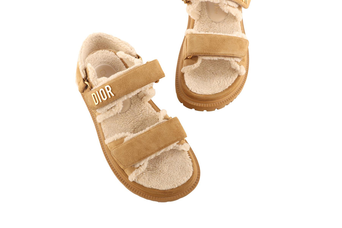 CHRISTIAN DIOR TAN DIORACT SUEDE SANDALS EU 38 UK 5 US 8