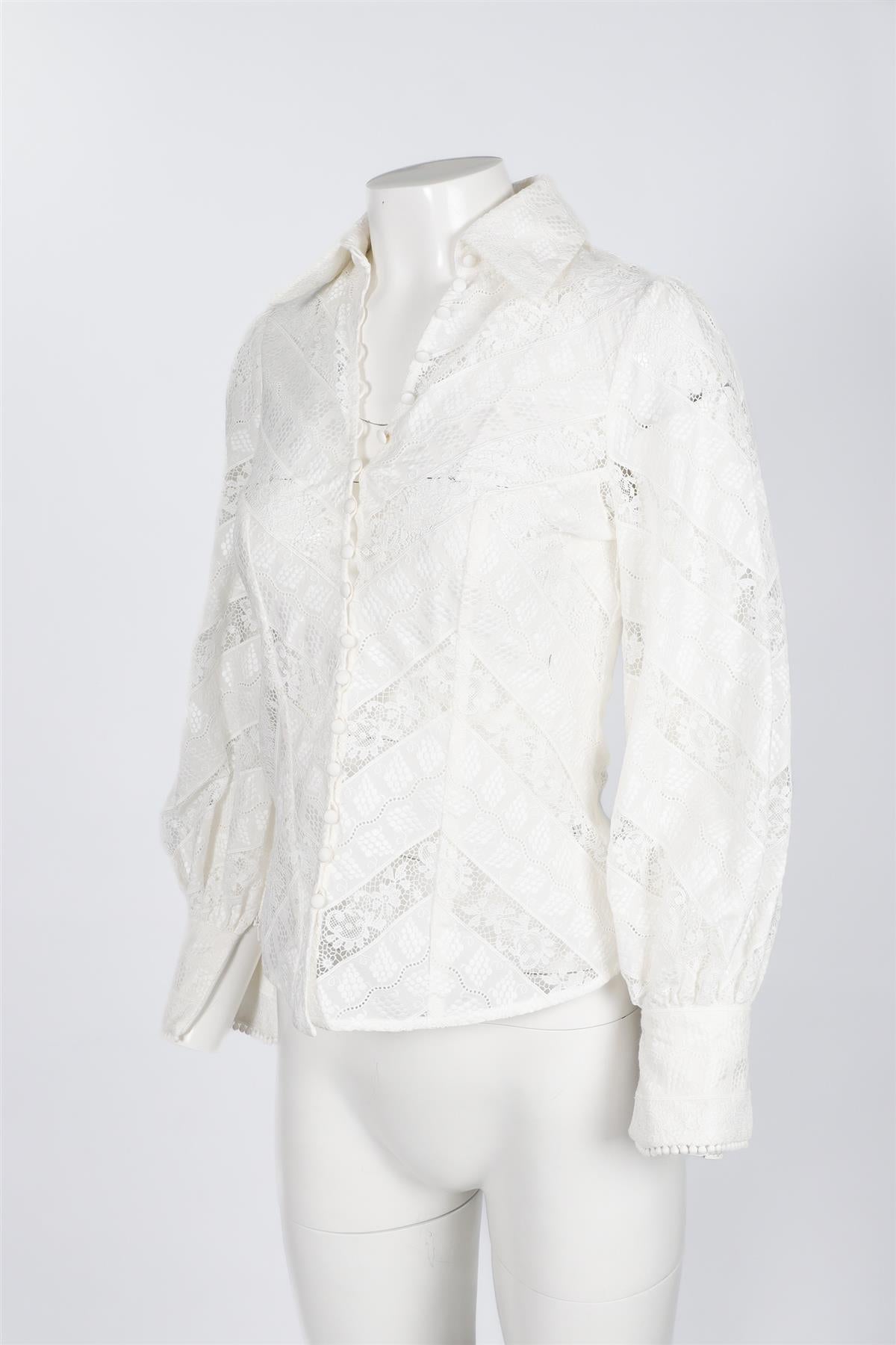 ZIMMERMANN WHITE COTTON SHIRT US 0 UK 4