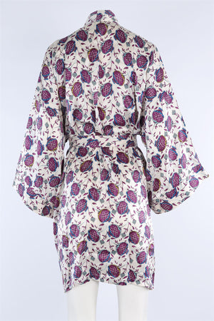 OLIVIA VON HALLE WHITE SILK ROBE ONE SIZE