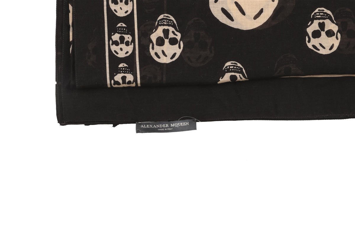 ALEXANDER MCQUEEN BLACK COTTON SCARF