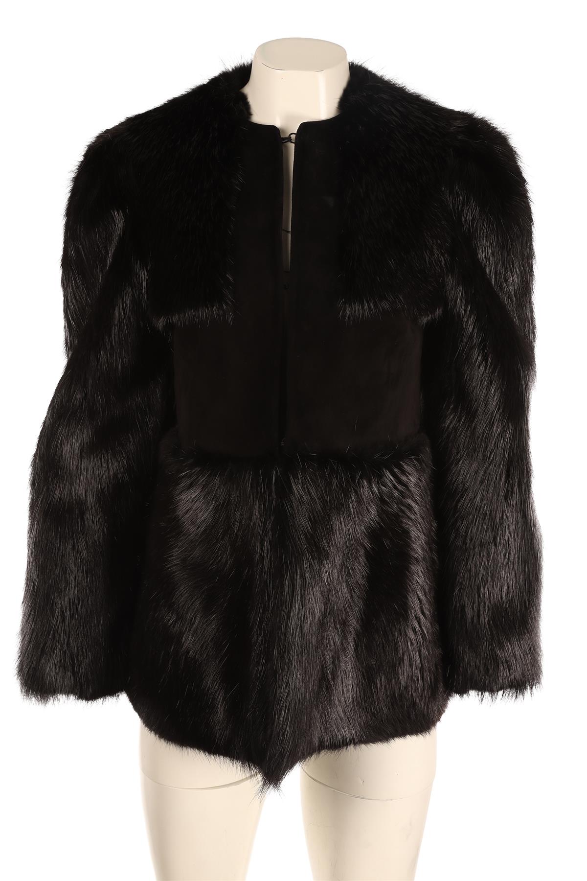 CHLOE BLACK FUR COAT FR 36 UK 8