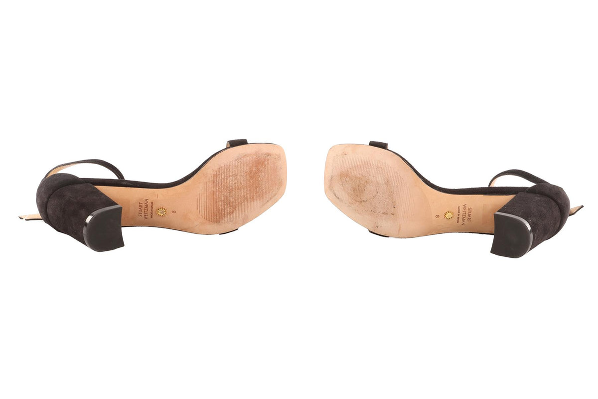 STUART WEITZMAN BLACK SUEDE SANDALS US 6 EU 36.5 UK 3.5