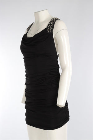 JAY AHR BLACK JERSEY MINI DRESS XSMALL