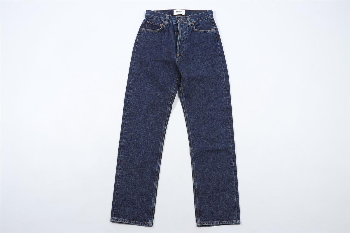 AGOLDE NAVY HIGH RISE WIDE LEG JEANS W24 UK 6