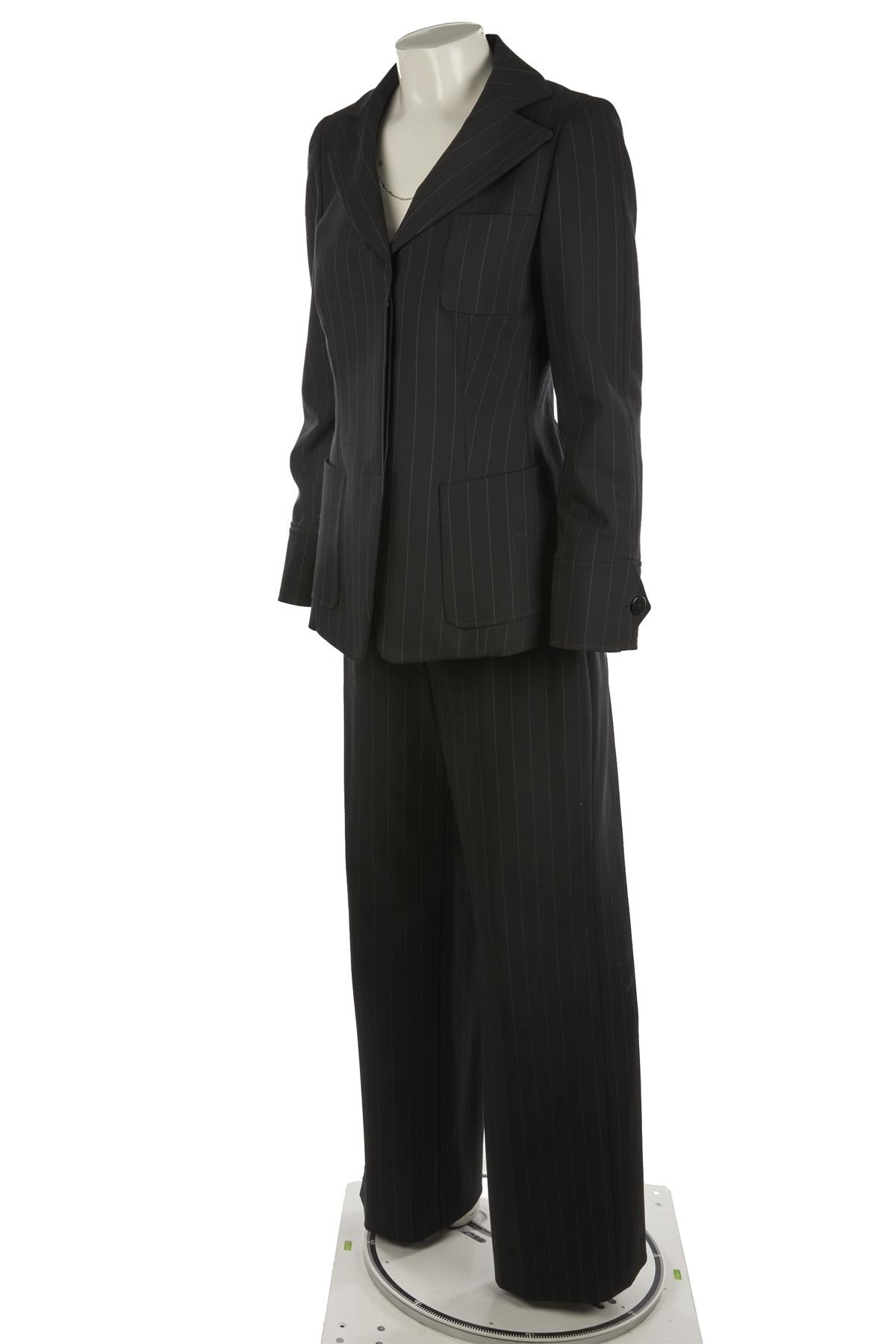 GIORGIO ARMANI BLACK VINTAGE WOOL PANT SUIT UK 8