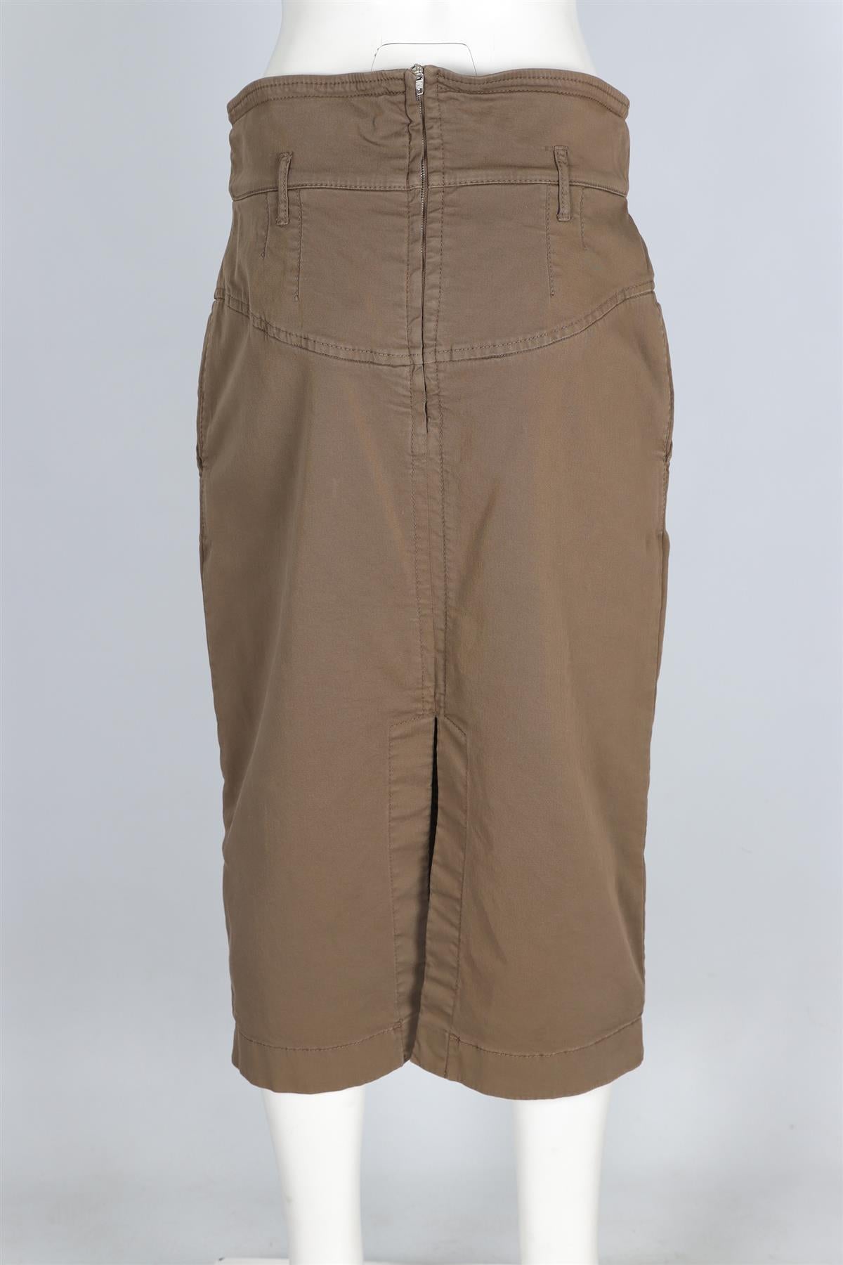 Nº 21 BROWN COTTON MIDI SKIRT IT 48 UK 16