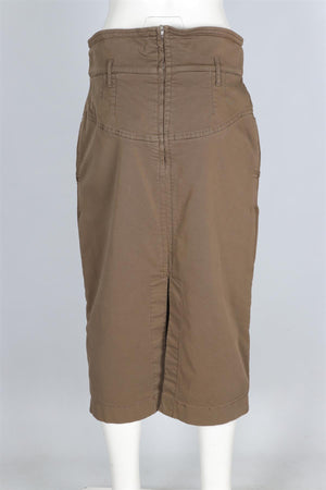 Nº 21 BROWN COTTON MIDI SKIRT IT 48 UK 16