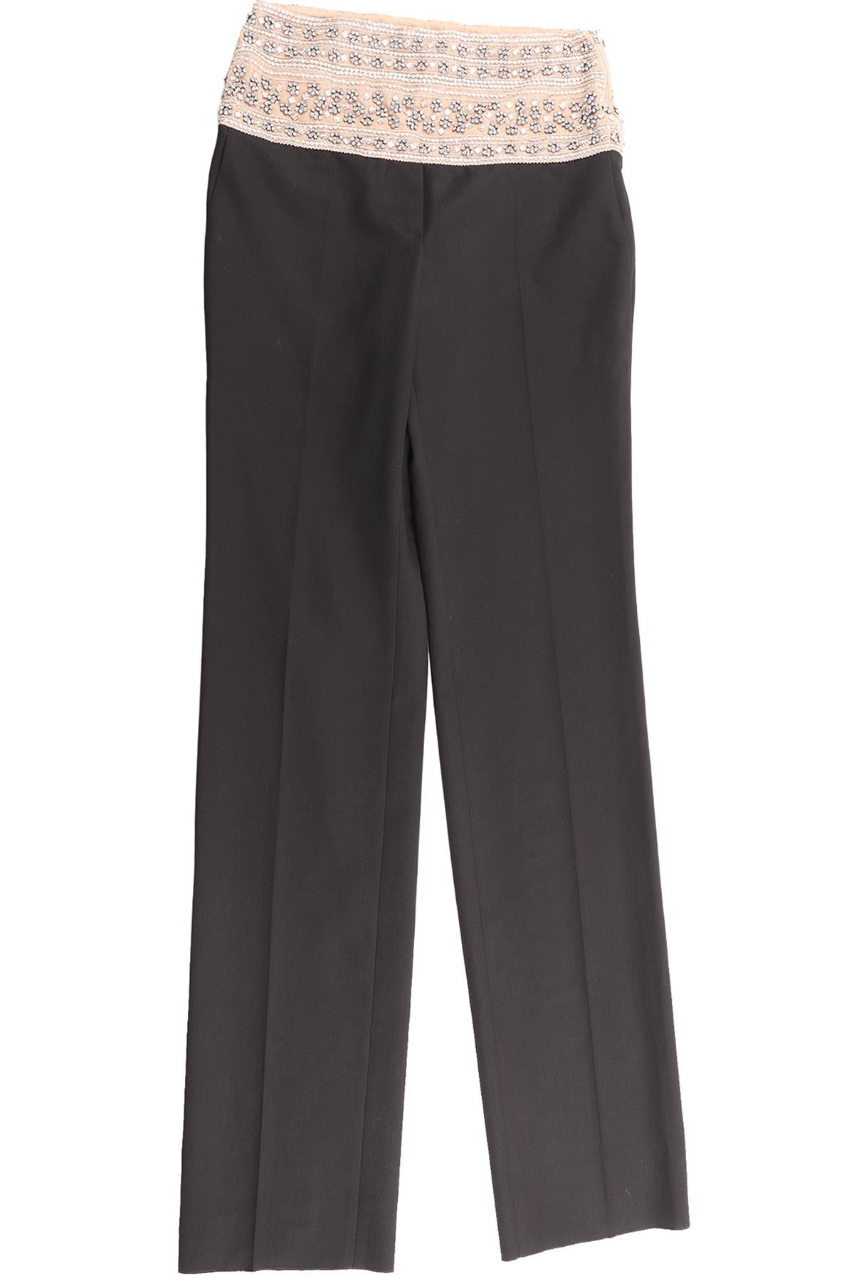 STELLA MCCARTNEY BLACK WOOL STRAIGHT LEG PANTS IT 36 UK 4