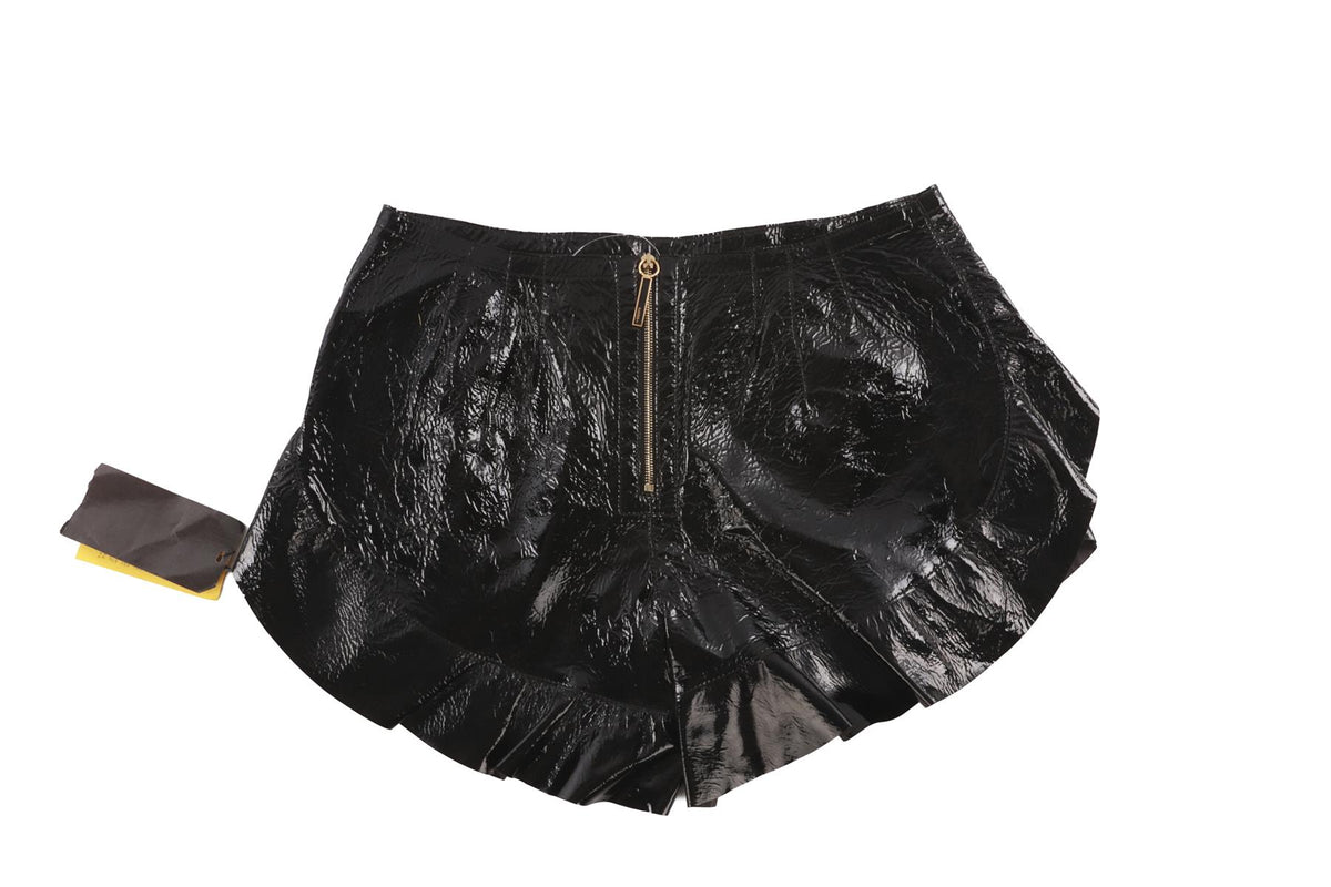 FENDI BLACK PATENT LEATHER SHORTS IT 38 UK 6