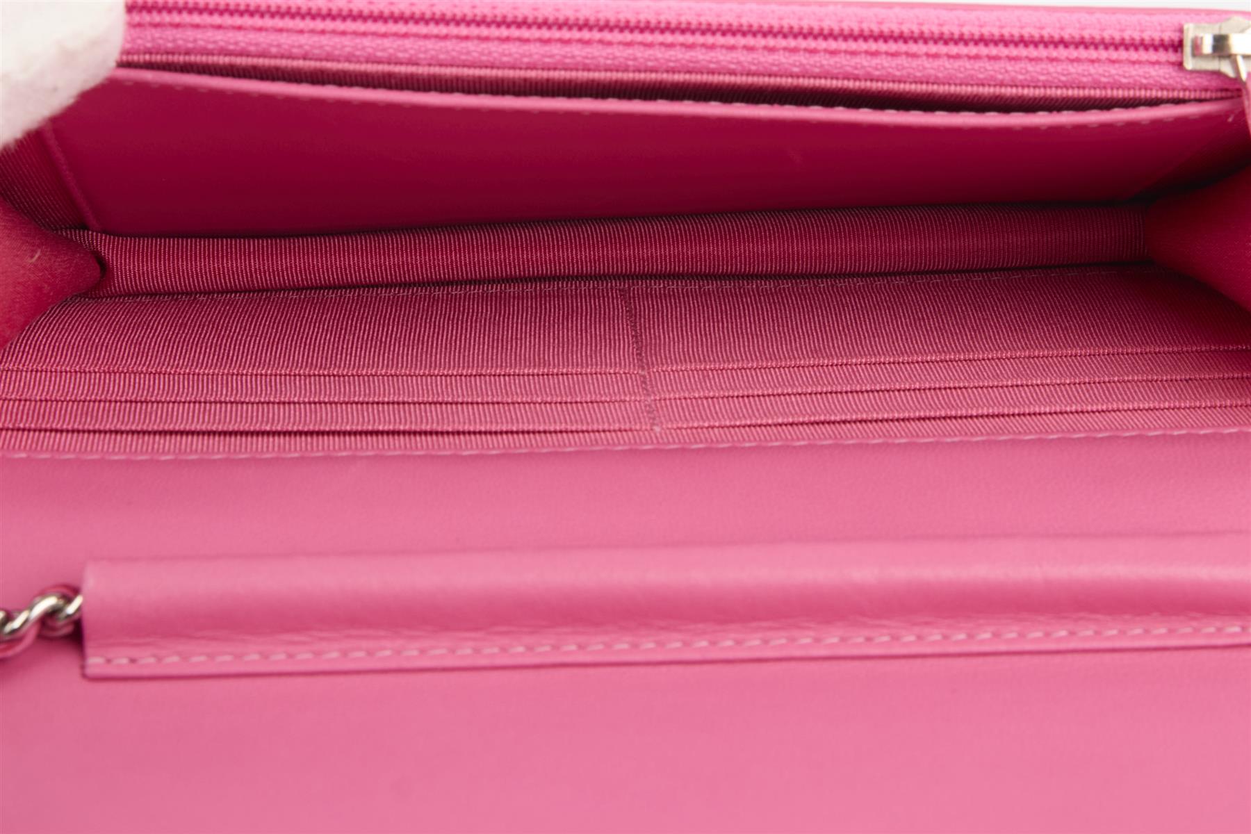 CHANEL PINK 2015-2016 WALLET ON CHAIN OMBRE LEATHER SHOULDER BAG