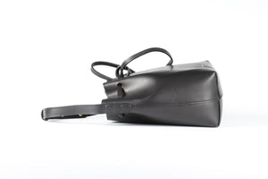 MANSUR GAVRIEL BLACK SAFFIANO MINI LEATHER BUCKET BAG