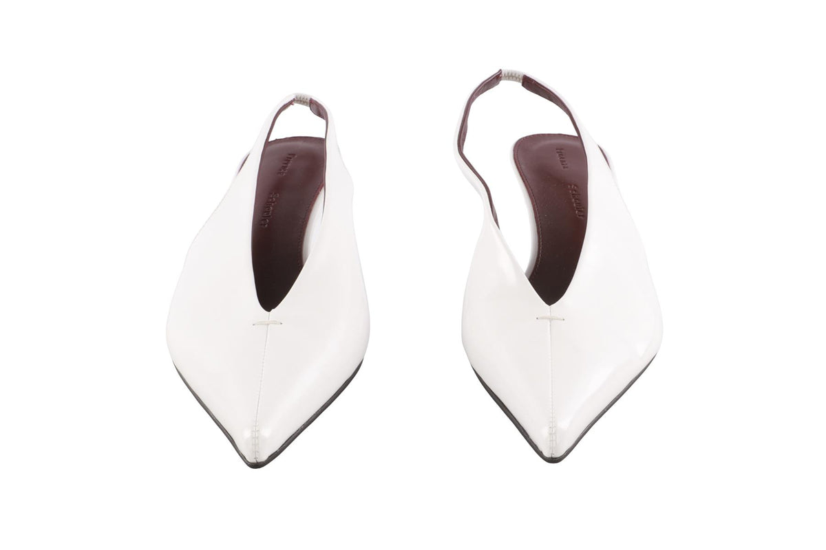 PROENZA SCHOULER WHITE LEATHER SLINGBACK PUMPS EU 38.5 UK 5.5 US 8.5