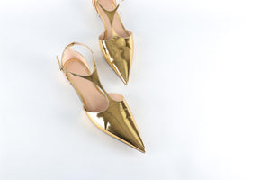 BOTTEGA VENETA GOLD LEATHER BALLET FLATS EU 39 UK 6 US 9