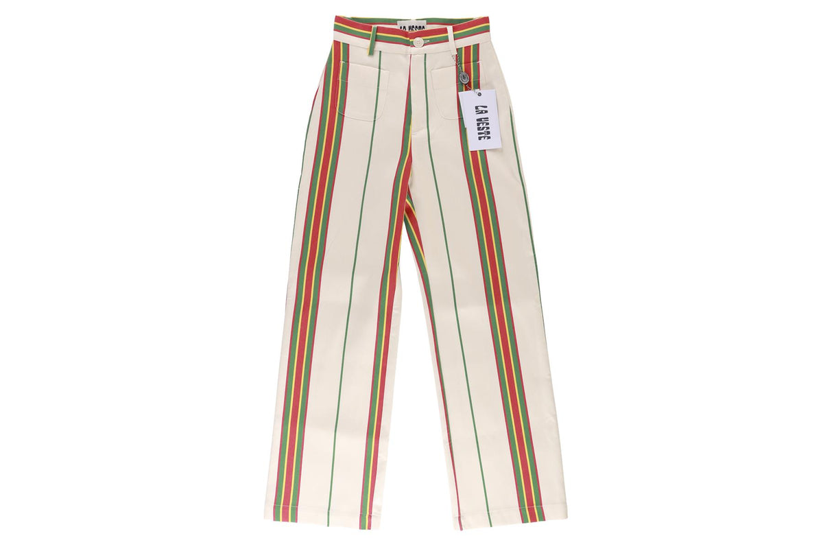 LA VESTE ECRU COTTON STRAIGHT LEG PANTS SMALL