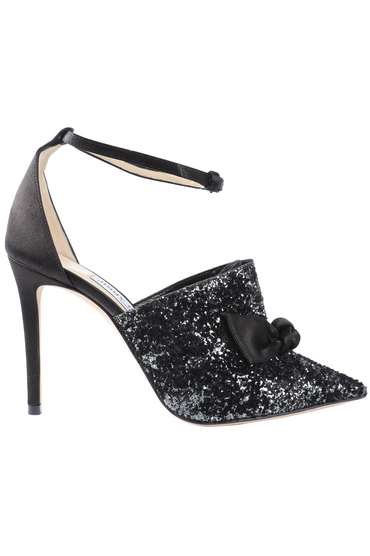 JIMMY CHOO BLACK GLITTER PUMPS EU 37 UK 4 US 7