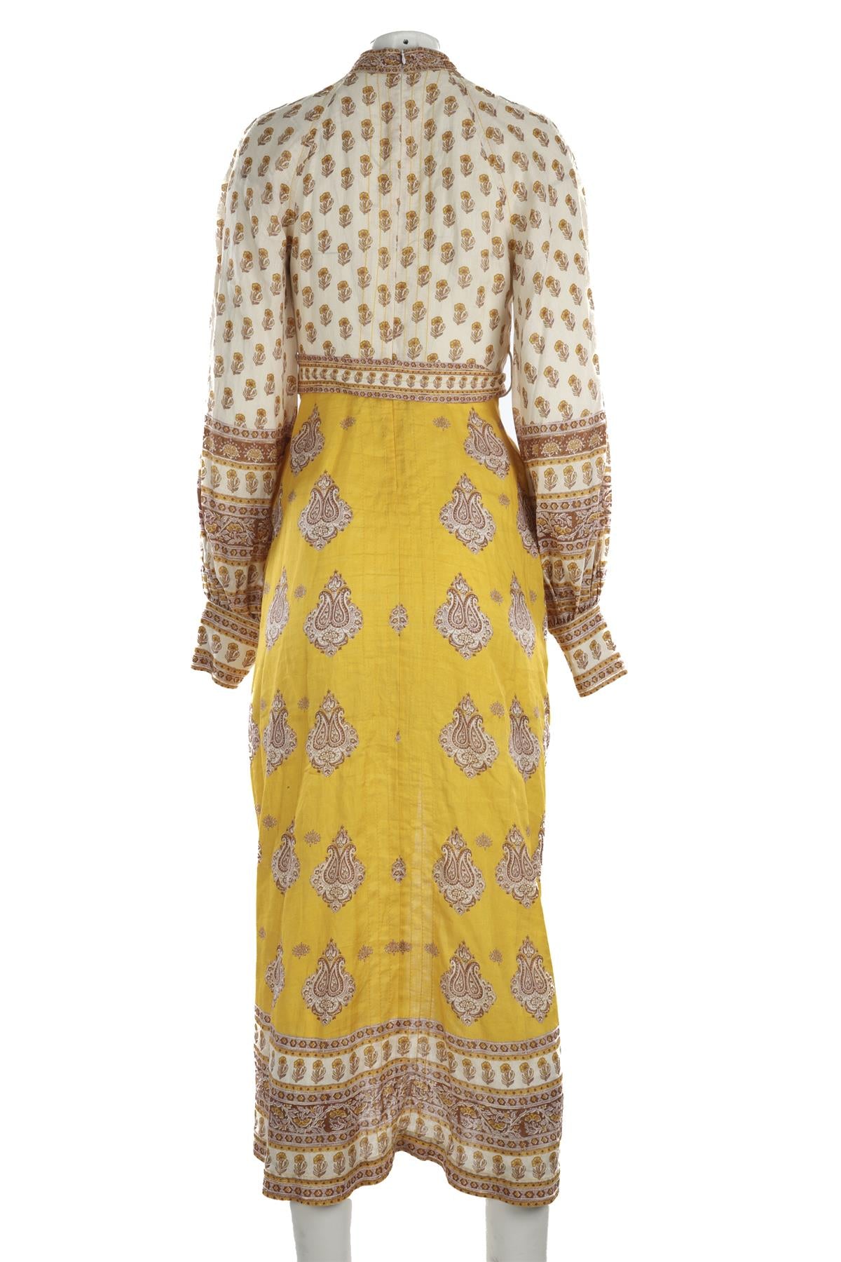 ZIMMERMANN YELLOW LINEN MAXI DRESS UK 10