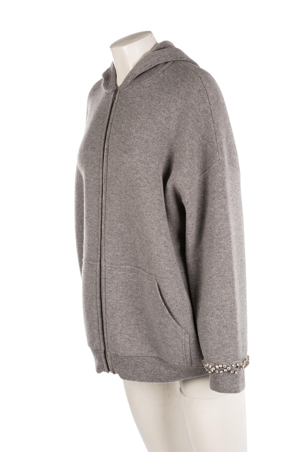 VALENTINO GREY WOOL HOODIE SMALL