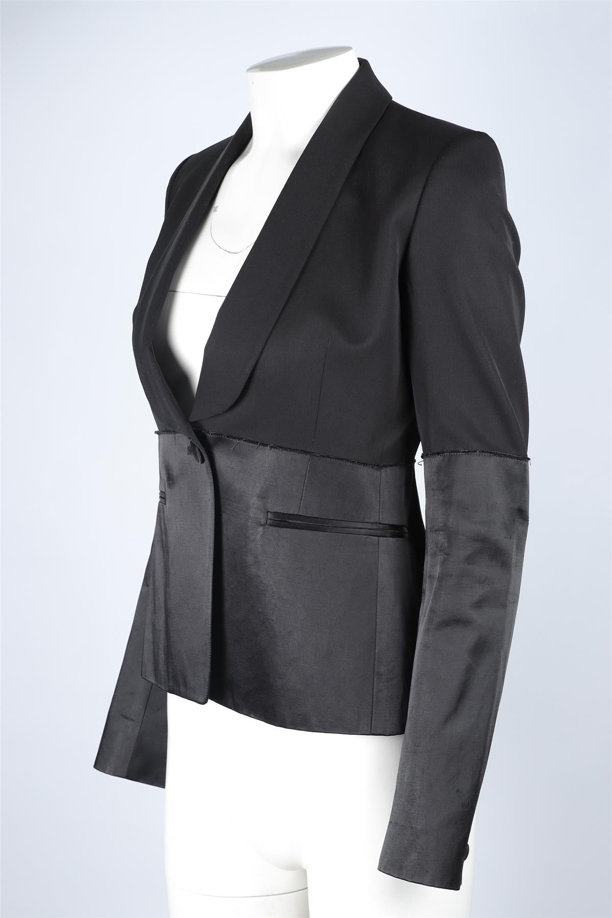 MAISON MARGIELA BLACK SATIN BLAZER IT 40 UK 8