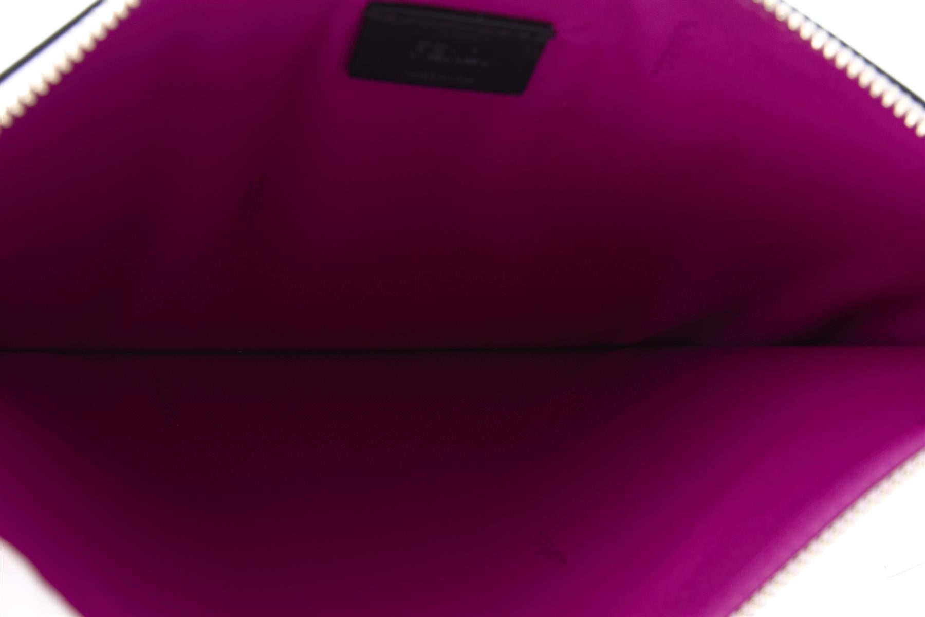 FENDI PINK 2025 FLAT POUCH MEDIUM LEATHER CLUTCH