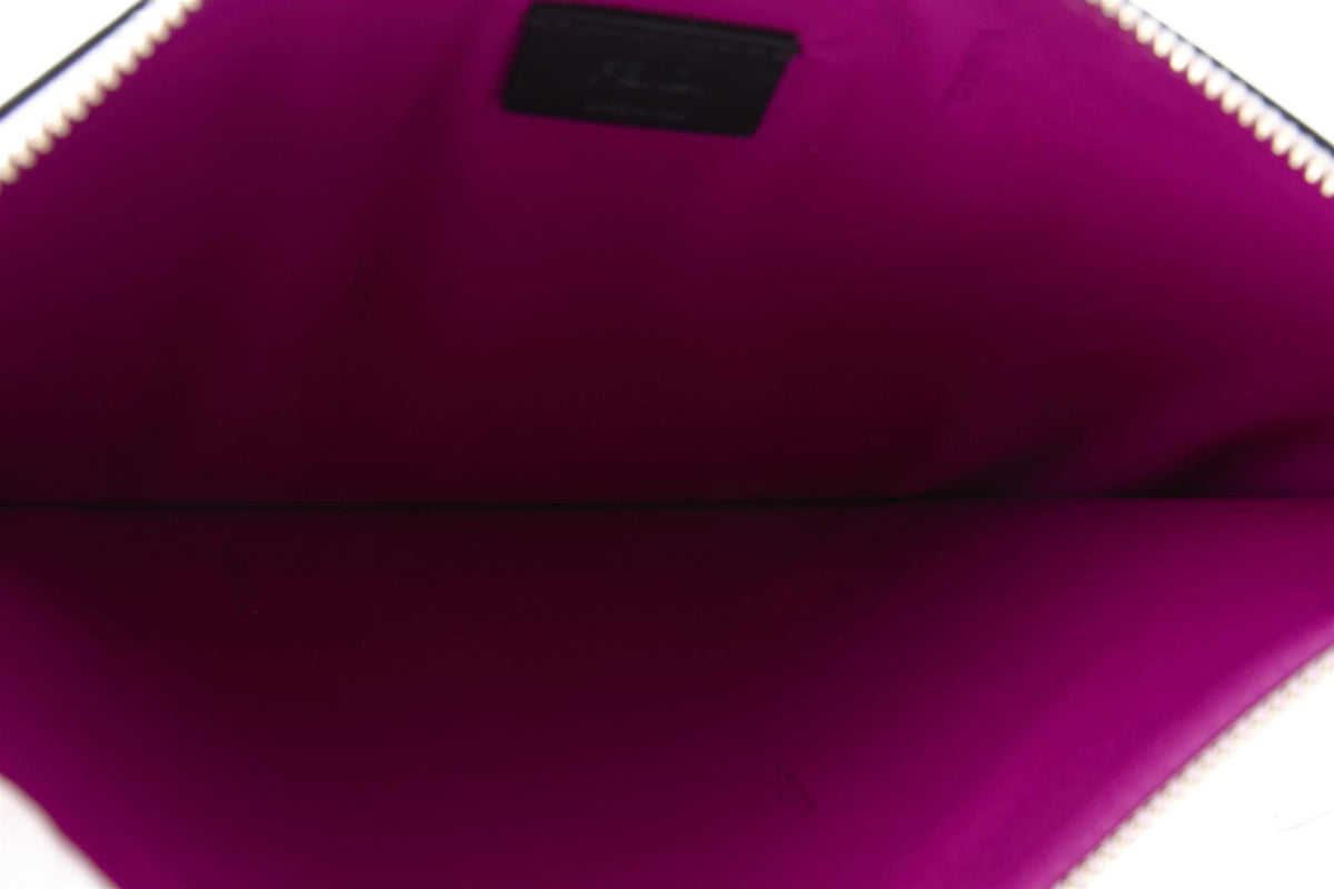 FENDI PINK 2025 FLAT POUCH MEDIUM LEATHER CLUTCH
