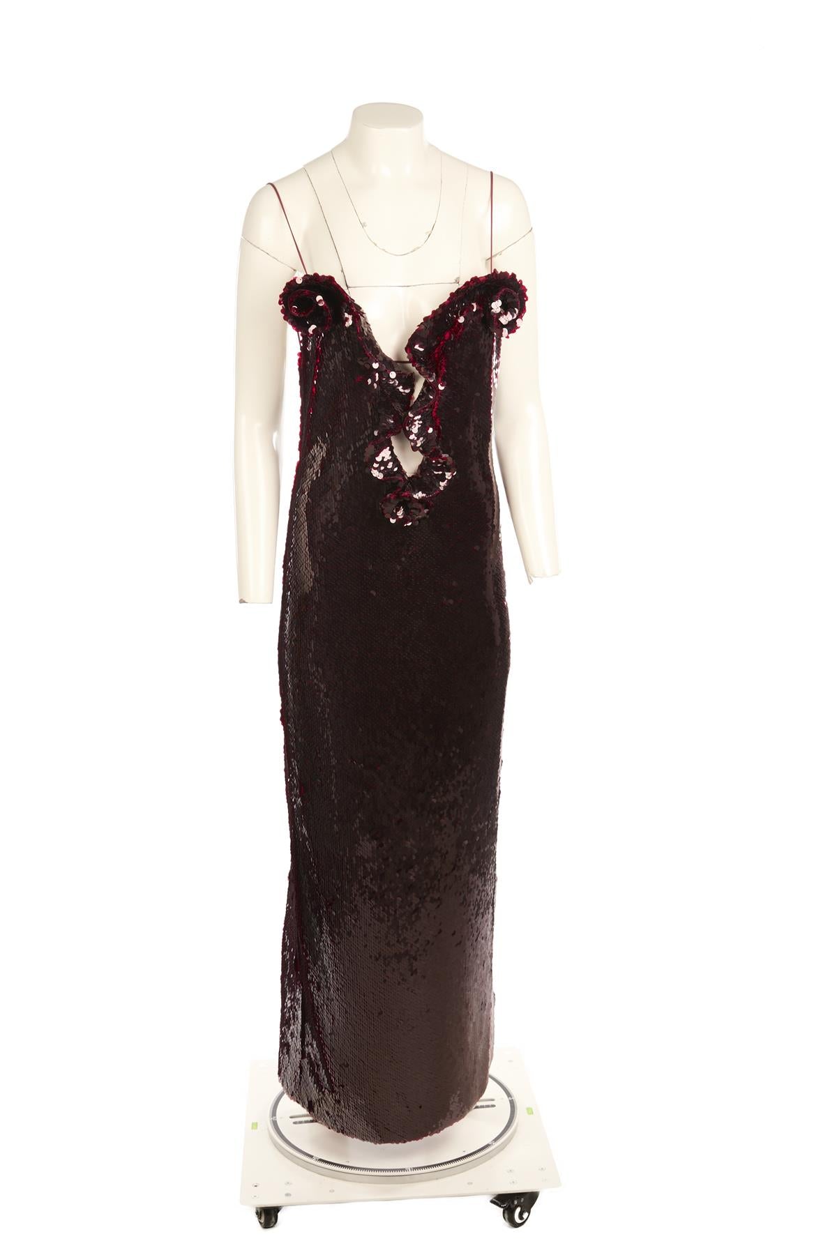 MAGDA BUTRYM BURGUNDY SEQUIN MAXI DRESS FR 36 UK 8