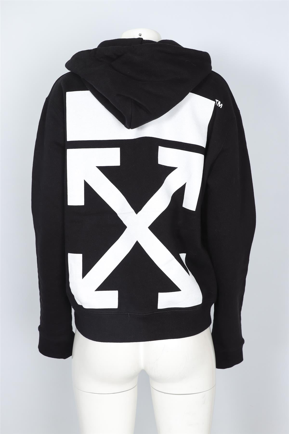 OFF-WHITE BLACK COTTON HOODIE MEDIUM