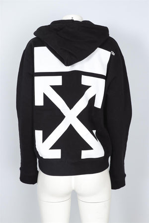 OFF-WHITE BLACK COTTON HOODIE MEDIUM