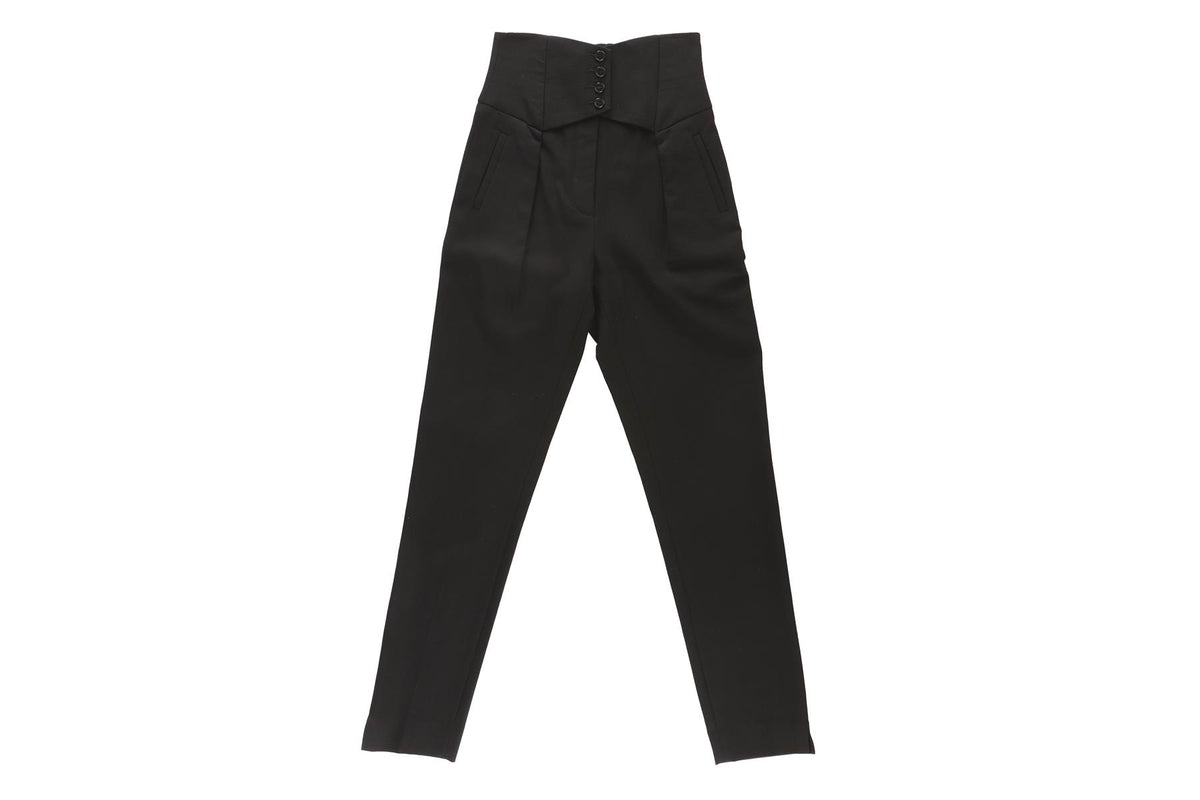 SAINT LAURENT BLACK WOOL TAPERED PANTS FR 34 UK 6