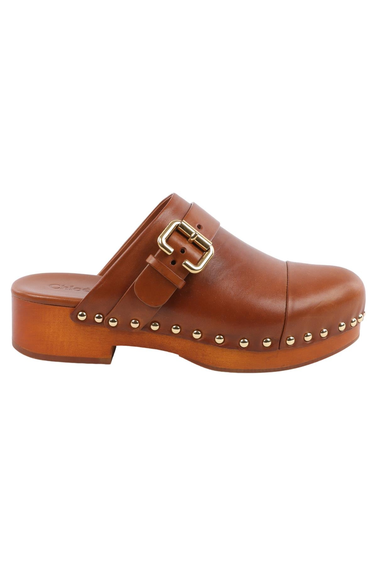 CHLOÉ BROWN LEATHER CLOGS EU 38 UK 5 US 8