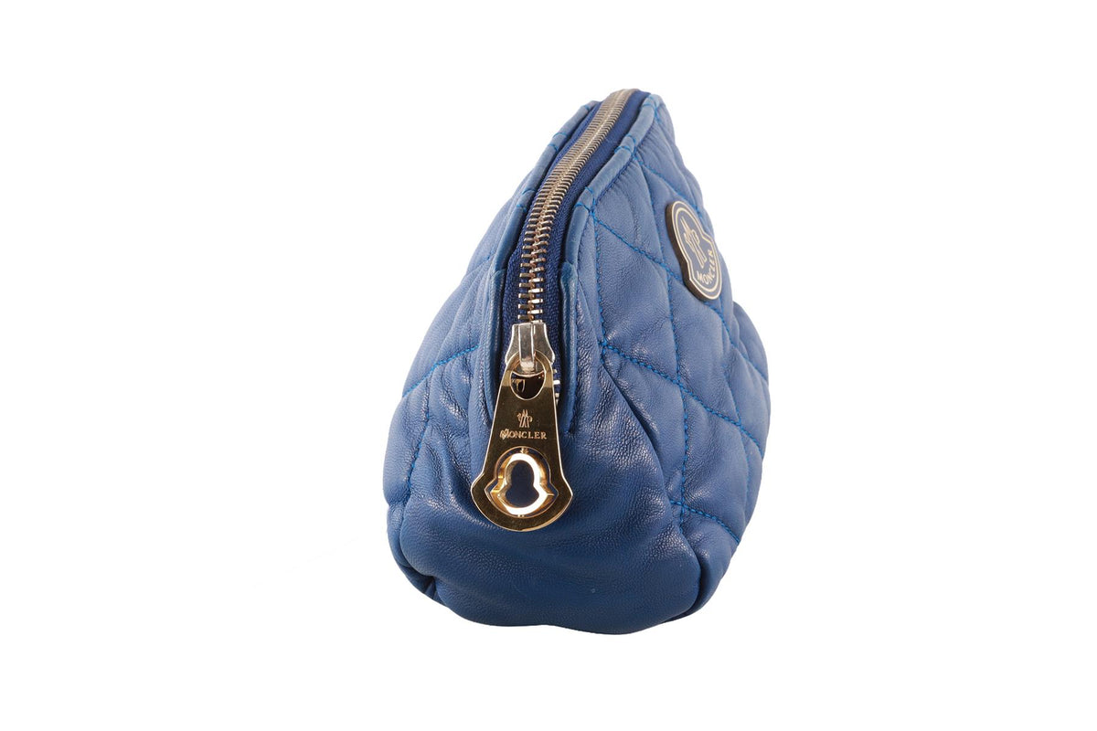 MONCLER BLUE LEATHER POUCH