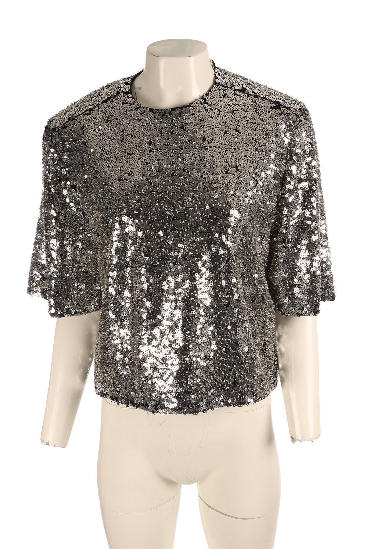 ISABEL MARANT SILVER SEQUIN TOP FR 36 UK 8